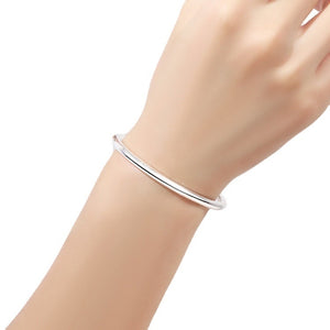 Pure Silver 9999 Glossy Silver Bracelet Closed Aperture Round Bar Simple Female