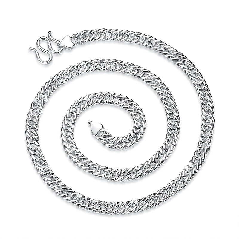 Curban Chain Pure Silver 990 Cuban Necklace Men's Thick Type