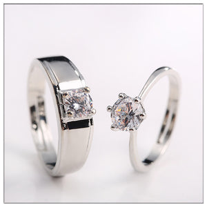 Diamond Ring Simulation Women's Ring Moissanite Couple Couple Rings SATINE Six-claw