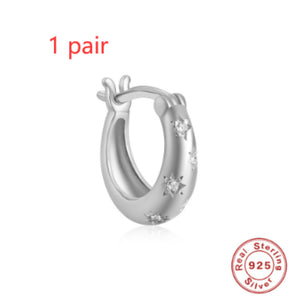 S925 Sterling Silver Diamond Five-pointed Star Ear Ring