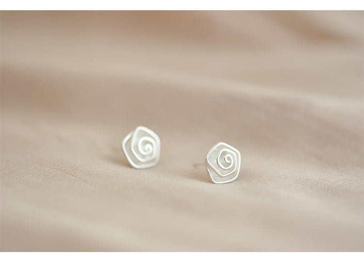 S925 Sterling Silver Spiral Flower Sterling Silver Stud Earrings