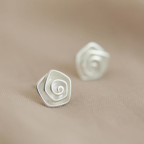 S925 Sterling Silver Spiral Flower Sterling Silver Stud Earrings