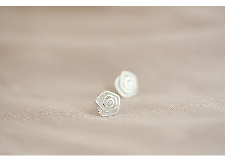 S925 Sterling Silver Spiral Flower Sterling Silver Stud Earrings