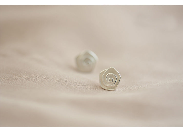 S925 Sterling Silver Spiral Flower Sterling Silver Stud Earrings