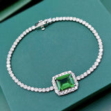 S925 Sterling Silver Synthetic 810 Emerald Bracelet