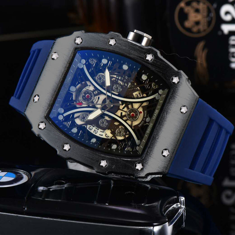 Men's Automatic Quartz Barrel-Shaped Watch