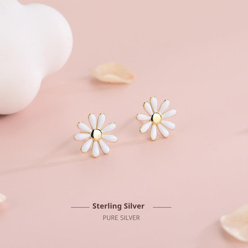 S925 Sterling Silver Sweet Daisies Stud Earrings