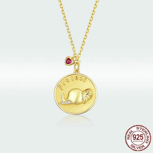 Real Gold Elephant Embossed Gold Necklace Love Animals