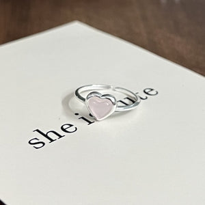 S925 c Minimalist Natural Crystal Ore Mini Heart Ring