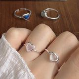 S925 c Minimalist Natural Crystal Ore Mini Heart Ring