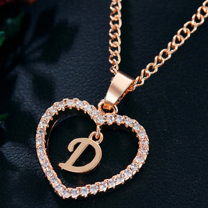  Custom Letters Heart-Shaped Zircon Pendant Necklace – Elegant Personalized Jewelry for Women