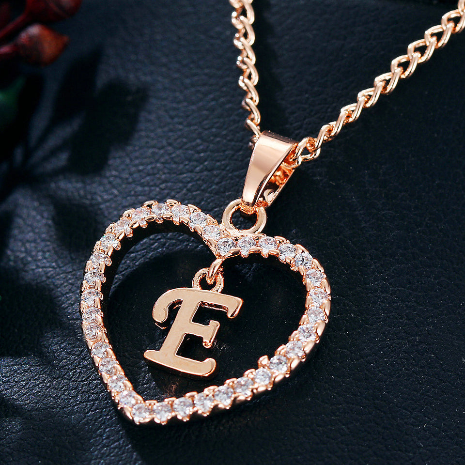 Dainty Initial Heart Pendant Necklace Premium Zircon Charm for Everyday Elegance
