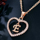 Dainty Initial Heart Pendant Necklace Premium Zircon Charm for Everyday Elegance