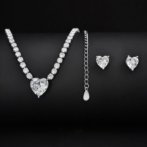 Elegant two-piece jewelry set featuring a gold necklace and matching earrings, perfect for weddings and special occasions

