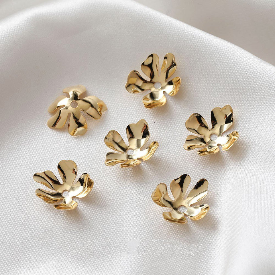 6PCS 14K Gold Plated Flower Fallen Petals Pendant for Jewelry Making Diy Earrings Supplies Hand Made Brass Accessories