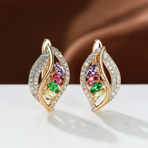 High-Grade Four Leaf Diamond Stud Earrings