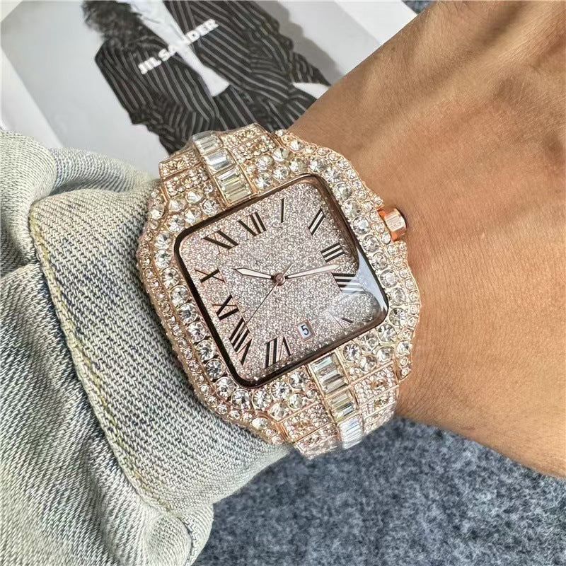 High Quality Big Diamond Starry Men's Multi-functional Fashion Quartz Watch