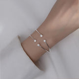 S925 Silver Bracelet Female Style Sweet Simple Rhinestone Five-pointed Star