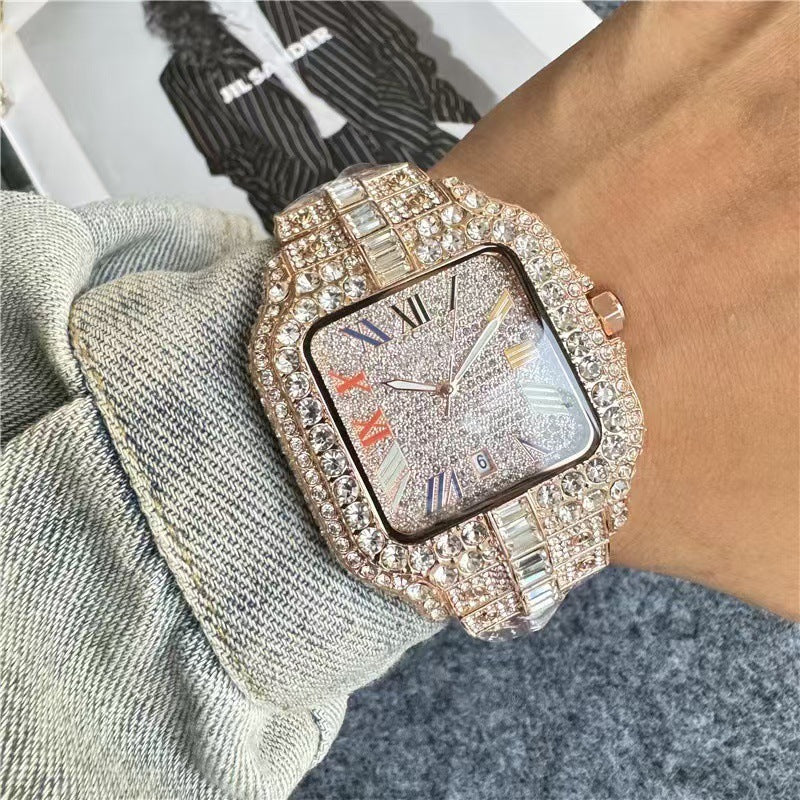 High Quality Big Diamond Starry Men's Multi-functional Fashion Quartz Watch