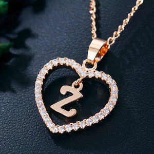 26 Letters Heart-shaped Zircon Pendant Necklace