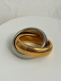 18K Real Gold Plated Titanium Steel Vintage Double Elastic Gypsy Bracelet