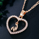 26 Letters Heart-shaped Zircon Pendant Necklace