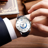 Men's Fashion Quartz Watch Genuine Leather Strap