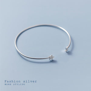 S925 Silver Bracelet Female Style Sweet Simple Rhinestone Five-pointed Star