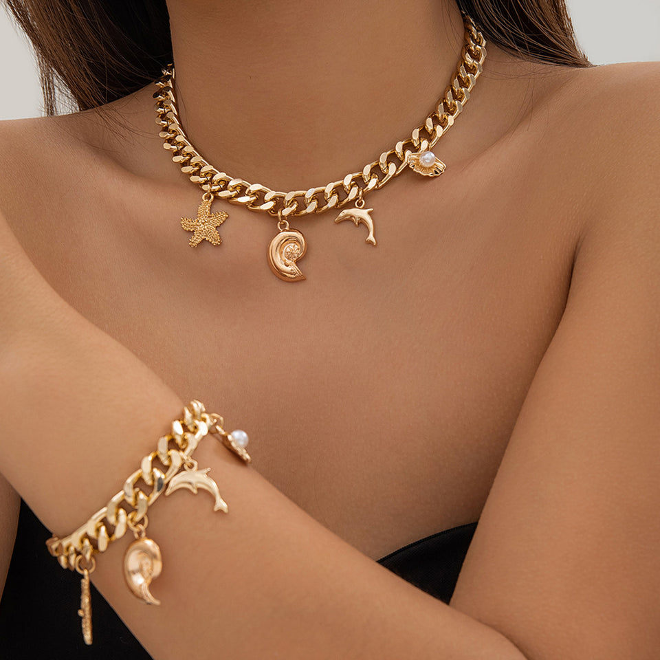 Ocean Pearl Bracelet and Necklace Set
Fashion Jewelry for Women
