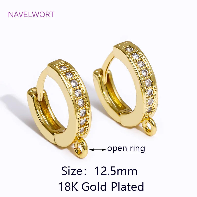 Luxury 18K Gold Plated Brass Round Earring Clasps Findings,Shvenzy Fasteners For Earrings,DIY  Earrings Jewelry Making Supplies