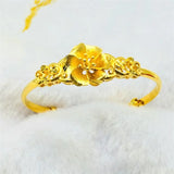 UMQ Golden Bracelet 999 Full Gold Color Dragon and Phoenix Auspicious Bracelet Thai Gold Vietnam Plated 24k Gold Bracelet Bridal