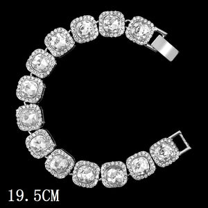 Fashion Bling Paved Rhinestone Prong Cuban Chain Bracelet for Women Men Hip Hop Iced Out Chunky Link Chain Bracelets New Jewelry