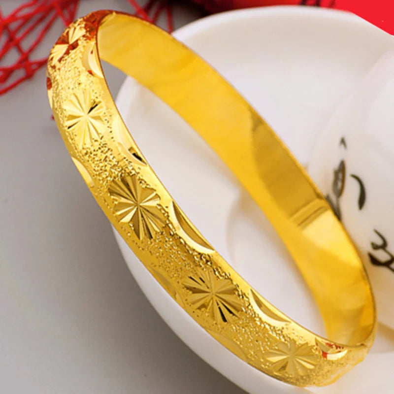 UMQ Golden Bracelet 999 Full Gold Color Dragon and Phoenix Auspicious Bracelet Thai Gold Vietnam Plated 24k Gold Bracelet Bridal