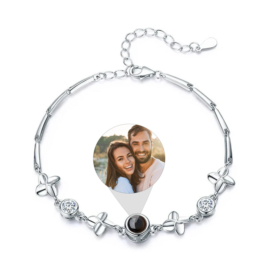 Personalized Heart Projection Photo Bracelet  Custom Memorial Picture Jewelry