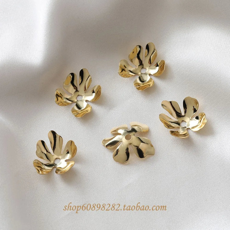 6PCS 14K Gold Plated Flower Fallen Petals Pendant for Jewelry Making Diy Earrings Supplies Hand Made Brass Accessories