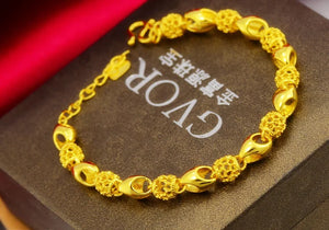 UMQ Golden Bracelet 999 Full Gold Color Dragon and Phoenix Auspicious Bracelet Thai Gold Vietnam Plated 24k Gold Bracelet Bridal