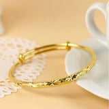 UMQ Golden Bracelet 999 Full Gold Color Dragon and Phoenix Auspicious Bracelet Thai Gold Vietnam Plated 24k Gold Bracelet Bridal