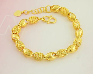 UMQ Golden Bracelet 999 Full Gold Color Dragon and Phoenix Auspicious Bracelet Thai Gold Vietnam Plated 24k Gold Bracelet Bridal