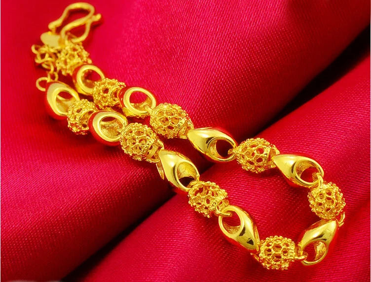 UMQ Golden Bracelet 999 Full Gold Color Dragon and Phoenix Auspicious Bracelet Thai Gold Vietnam Plated 24k Gold Bracelet Bridal