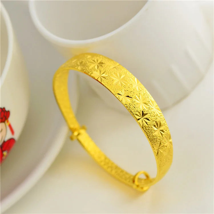 UMQ Golden Bracelet 999 Full Gold Color Dragon and Phoenix Auspicious Bracelet Thai Gold Vietnam Plated 24k Gold Bracelet Bridal