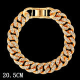 Fashion Bling Paved Rhinestone Prong Cuban Chain Bracelet for Women Men Hip Hop Iced Out Chunky Link Chain Bracelets New Jewelry