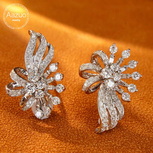 18K White Gold Diamond Flower Earrings