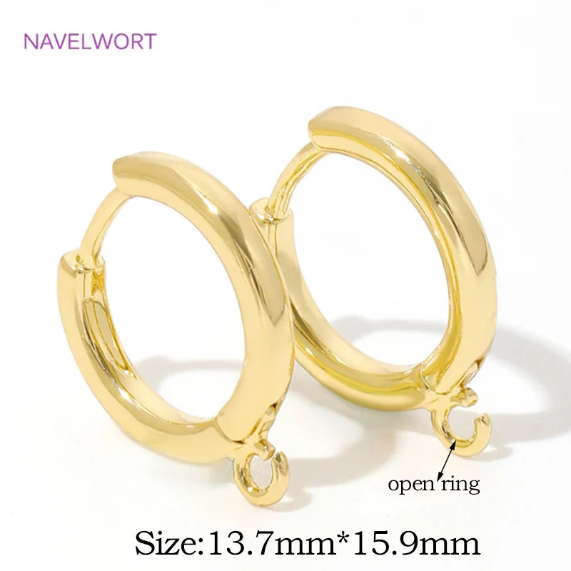 Luxury 18K Gold Plated Brass Round Earring Clasps Findings,Shvenzy Fasteners For Earrings,DIY  Earrings Jewelry Making Supplies