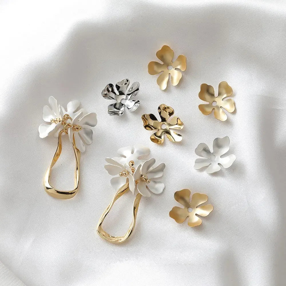 6PCS 14K Gold Plated Flower Fallen Petals Pendant for Jewelry Making Diy Earrings Supplies Hand Made Brass Accessories