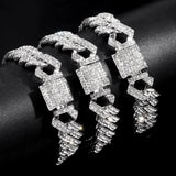 Fashion Bling Paved Rhinestone Prong Cuban Chain Bracelet for Women Men Hip Hop Iced Out Chunky Link Chain Bracelets New Jewelry