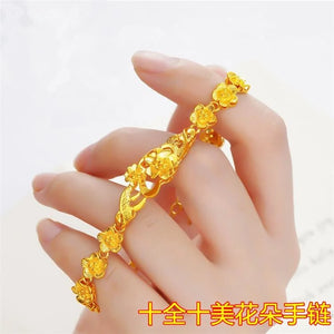 UMQ Golden Bracelet 999 Full Gold Color Dragon and Phoenix Auspicious Bracelet Thai Gold Vietnam Plated 24k Gold Bracelet Bridal