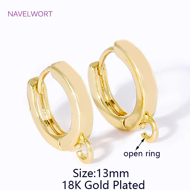 Luxury 18K Gold Plated Brass Round Earring Clasps Findings,Shvenzy Fasteners For Earrings,DIY  Earrings Jewelry Making Supplies