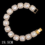 Fashion Bling Paved Rhinestone Prong Cuban Chain Bracelet for Women Men Hip Hop Iced Out Chunky Link Chain Bracelets New Jewelry