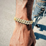 Hip Hop Men Prong Cuban Link Chain Bracelet  Bling Iced Out Full Rhinestone Paved Miami Rhombus Cuban Chain Jewelry