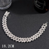 Fashion Bling Paved Rhinestone Prong Cuban Chain Bracelet for Women Men Hip Hop Iced Out Chunky Link Chain Bracelets New Jewelry